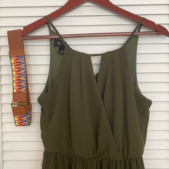 BCX Dress; Macys brand; olive green, comes with stretch belt - Picture 1 of 2